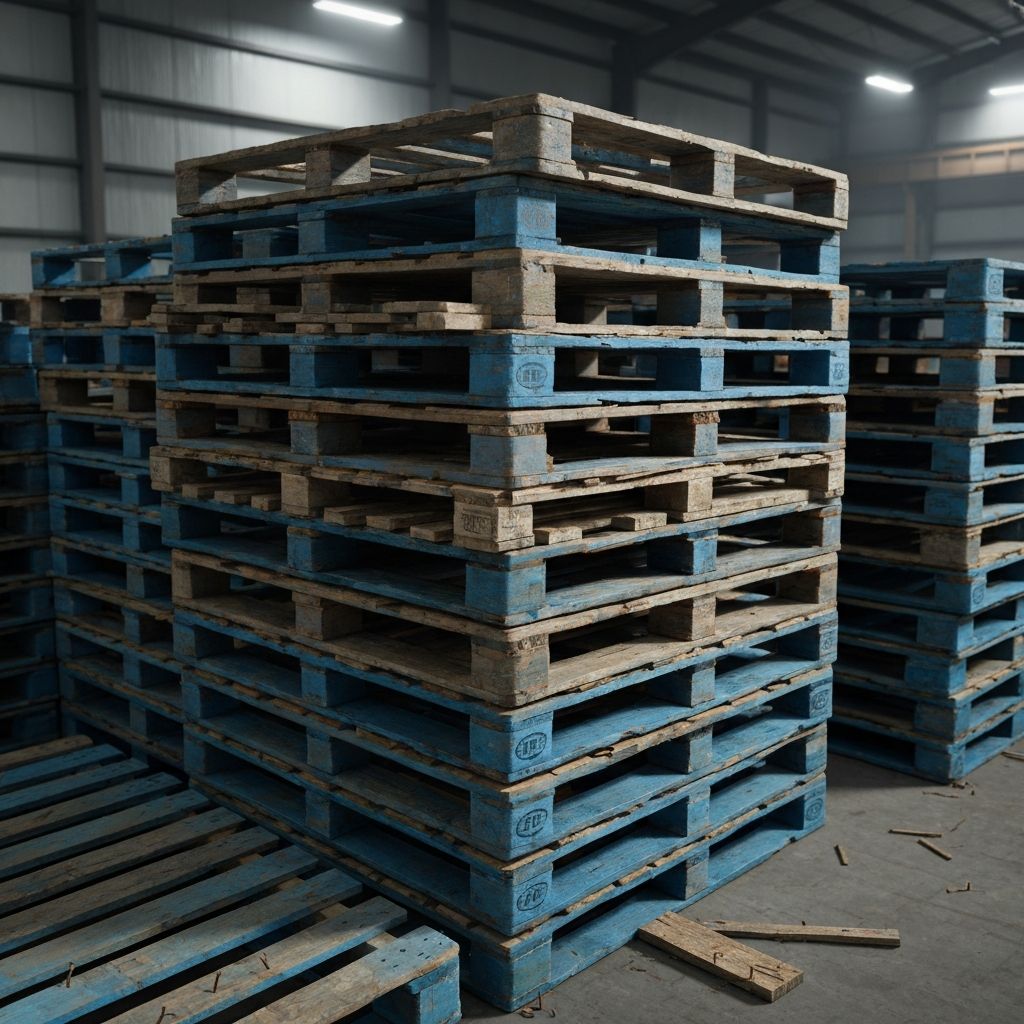 Stack of damaged CHEP pallets